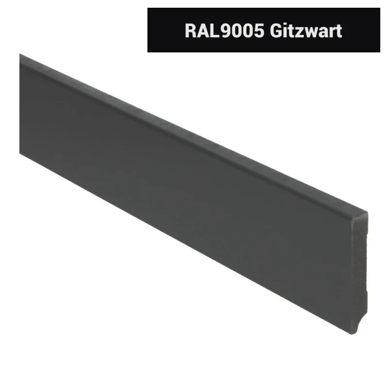 12mm MDF Moderne Plint Voorgelakt RAL9005 Korting