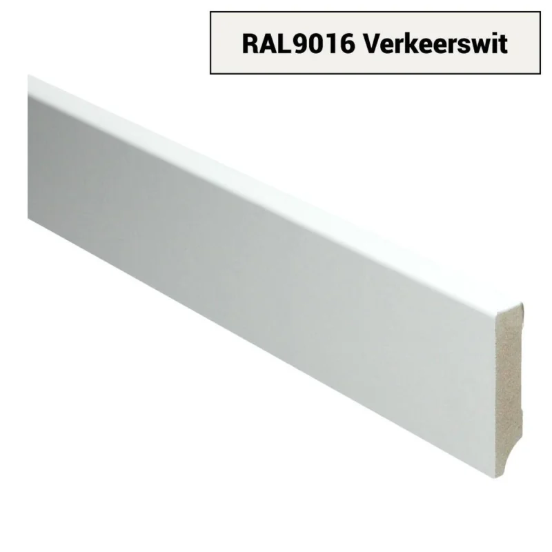15mm MDF Moderne Plint Voorgelakt RAL9016 Superprijs
