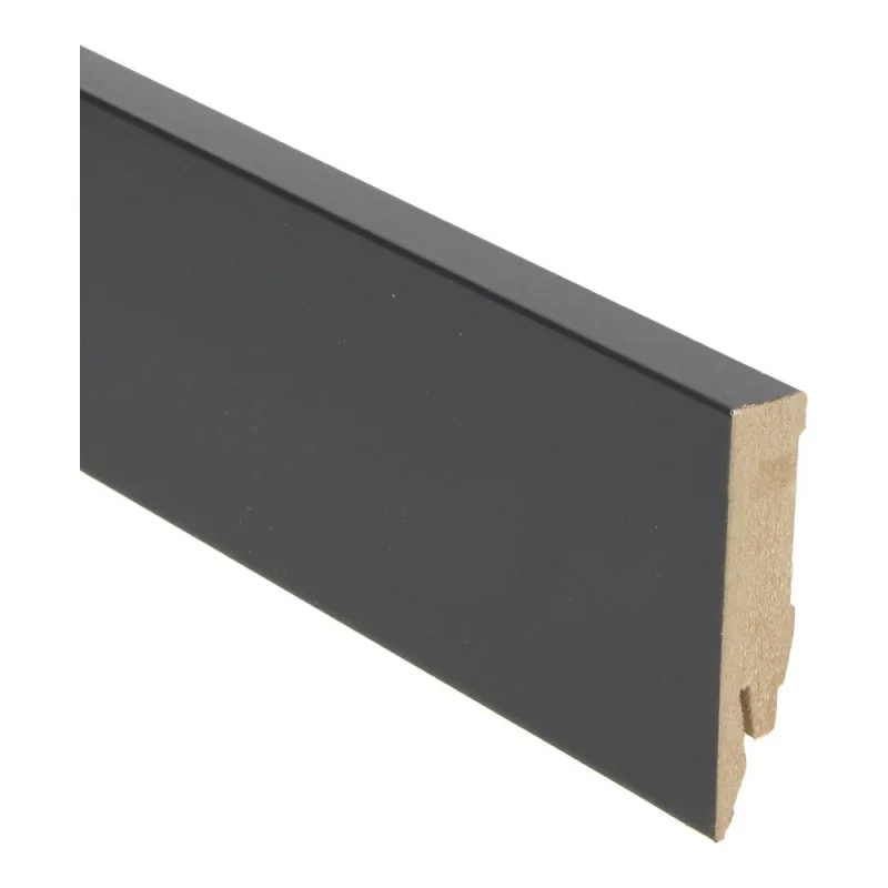 Snelle Levering 27136 Hoogglans Zwart 70mm MDF folieplint