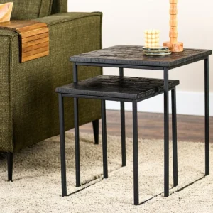 Beperkte Voorraad Adore Bijzettafelset Van 2, Aged Teak, B340 Zwart