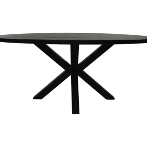 Adore Ovale Eettafel - 220X110X76 - Zwart - Mangohout/Metaal Tijdelijk Beschikbaar