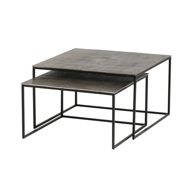 Speciale Aanbieding Salontafel, set van 2, groot, Silver antique