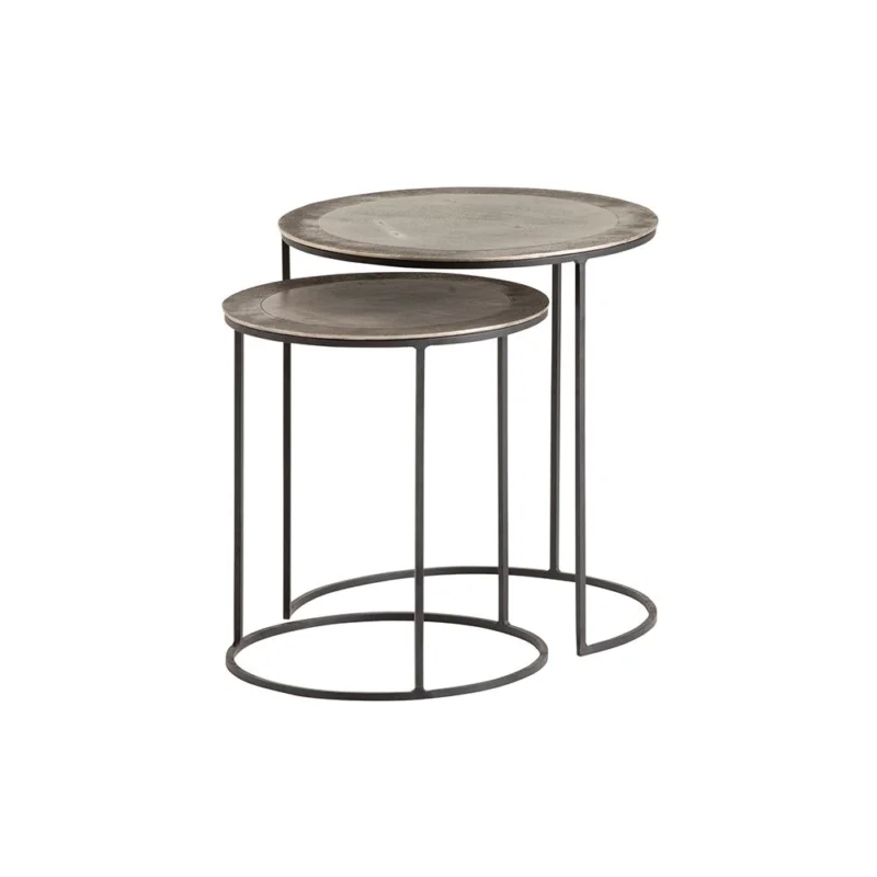 Sochi bijzettafel set van 2, Nickel antique Exclusieve Aanbieding