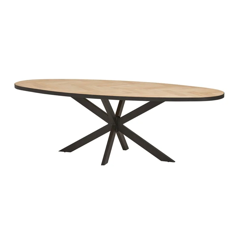 Aanbieding Lugano Eetkamertafel 200x110 met metaalrand en spinpoot