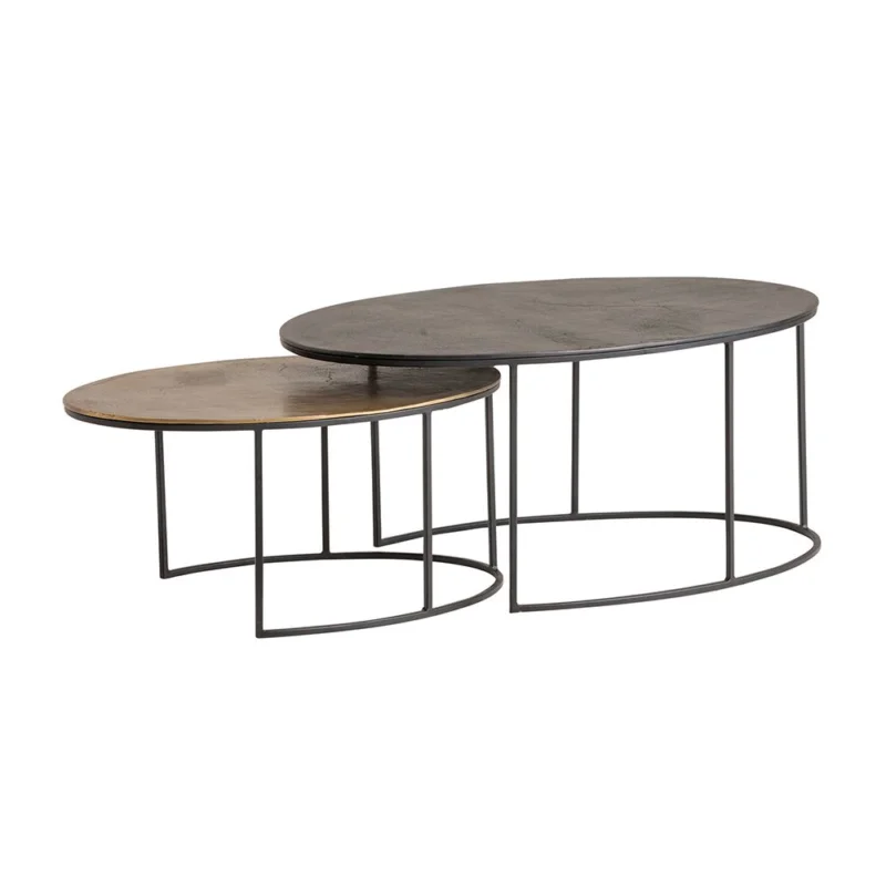 Fabrieksprijs Monza salontafel set van 2, Blackish bronze and Brass antique