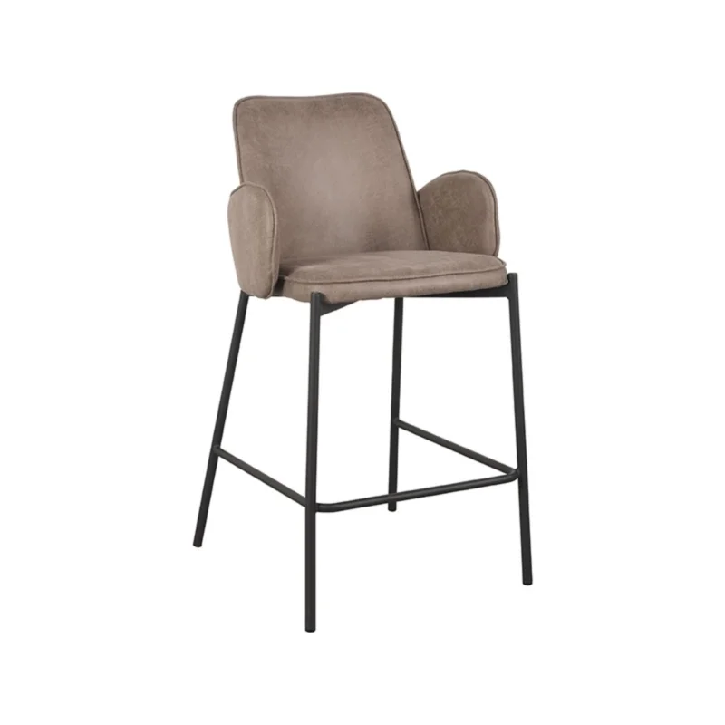 Shop Nu LABEL51 Barkruk Joni - Taupe - Microfiber - Zithoogte 65 cm