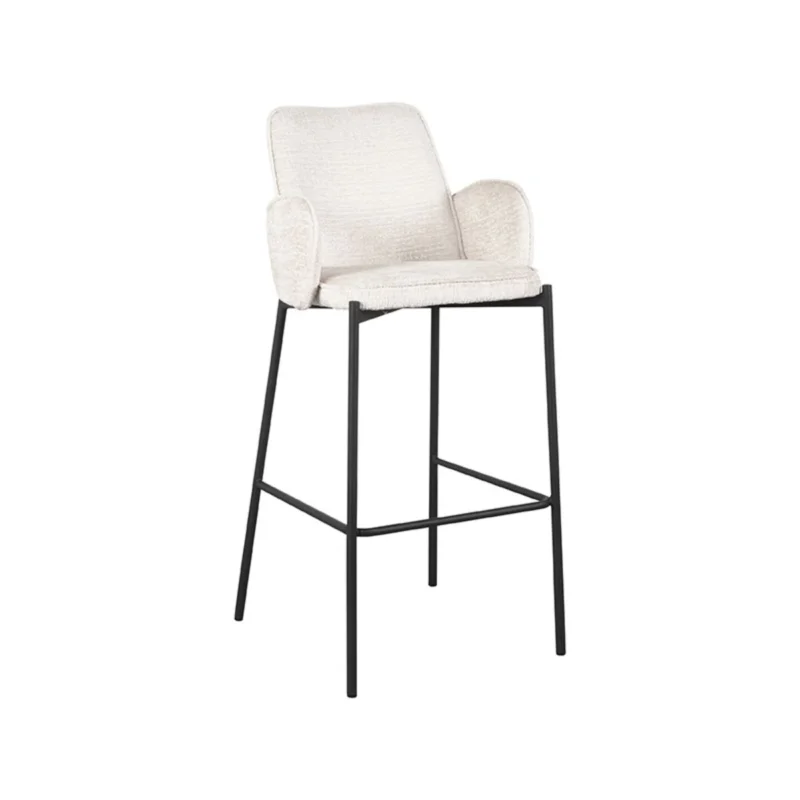 Fabrieksprijs LABEL51 Barkruk Joni - Beige - Fluweel - Zithoogte 78 cm