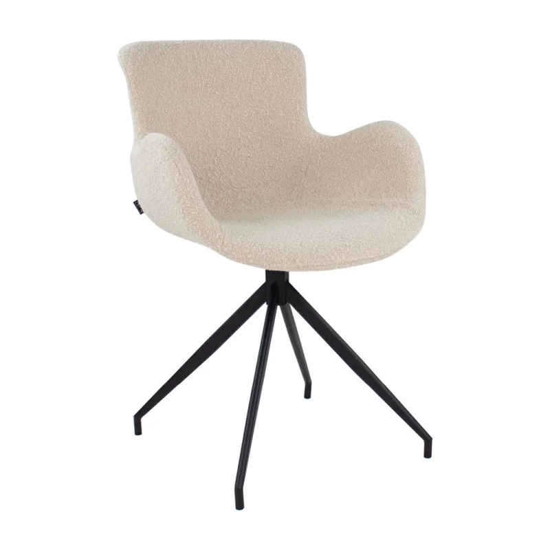 Express Levering Kick draaistoel Novi - Bouclé - Beige